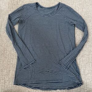Lululemon Blue Striped Long Sleeve Top